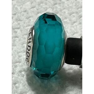 Authentic Pandora Teal Fasceted Murano Glass Charm, Retired